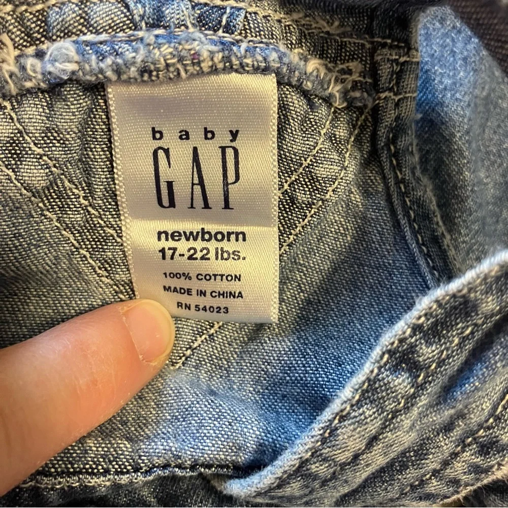 Vintage‎ Newborn Girl's Gap Jean Jumper Dress & Vitamins Kids One Piece